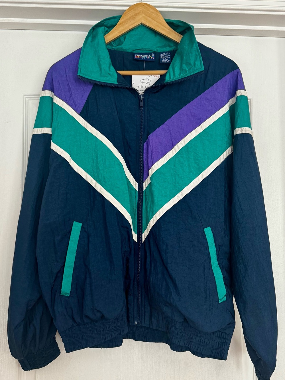 Vintage 90s Streetwear Navy, Teal & Purple Windbreaker Jacket